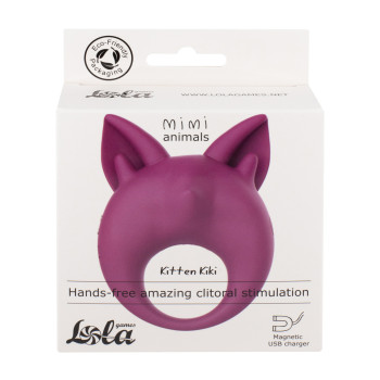 Перезаряжаемое кольцо для клиторальной стимуляции MiMi Animals Kitten Kiki Purple 7200-03lola