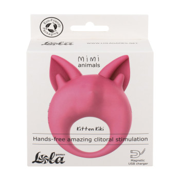 Перезаряжаемое кольцо для клиторальной стимуляции MiMi Animals Kitten Kiki Pink 7200-01lola