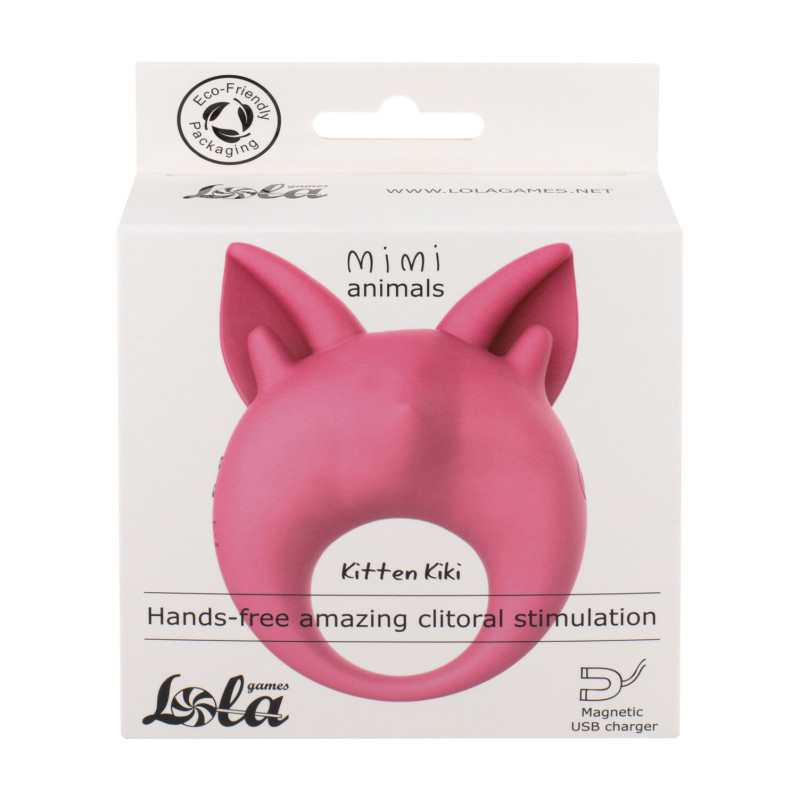 Перезаряжаемое кольцо для клиторальной стимуляции MiMi Animals Kitten Kiki Pink 7200-01lola
