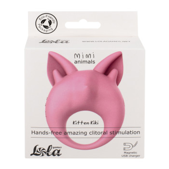 Перезаряжаемое кольцо для клиторальной стимуляции MiMi Animals Kitten Kiki Light Pink 7200-02lola