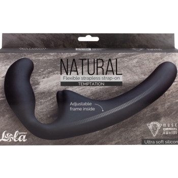 Гнущийся безремневой страпон Natural Temptation Black 5011-02lola