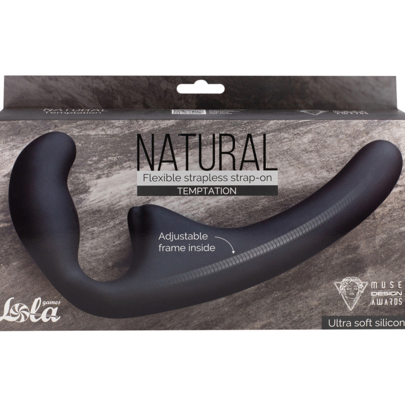 Гнущийся безремневой страпон Natural Temptation Black 5011-02lola