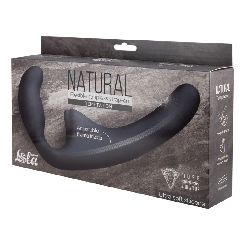 Гнущийся безремневой страпон Natural Temptation Black 5011-02lola
