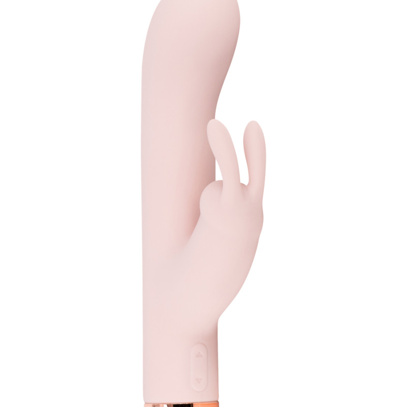 Бежевый силиконовый вибратор-кролик 3461-01