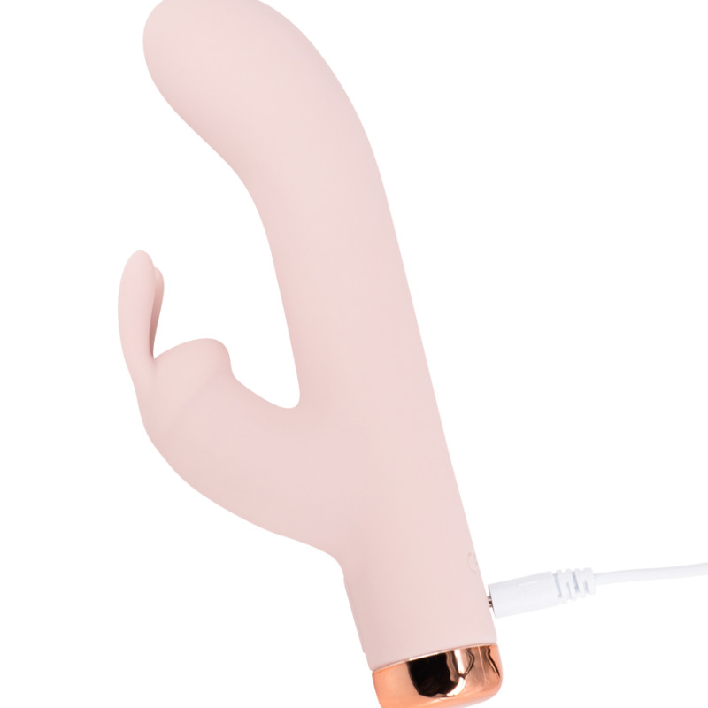 Бежевый силиконовый вибратор-кролик 3461-01