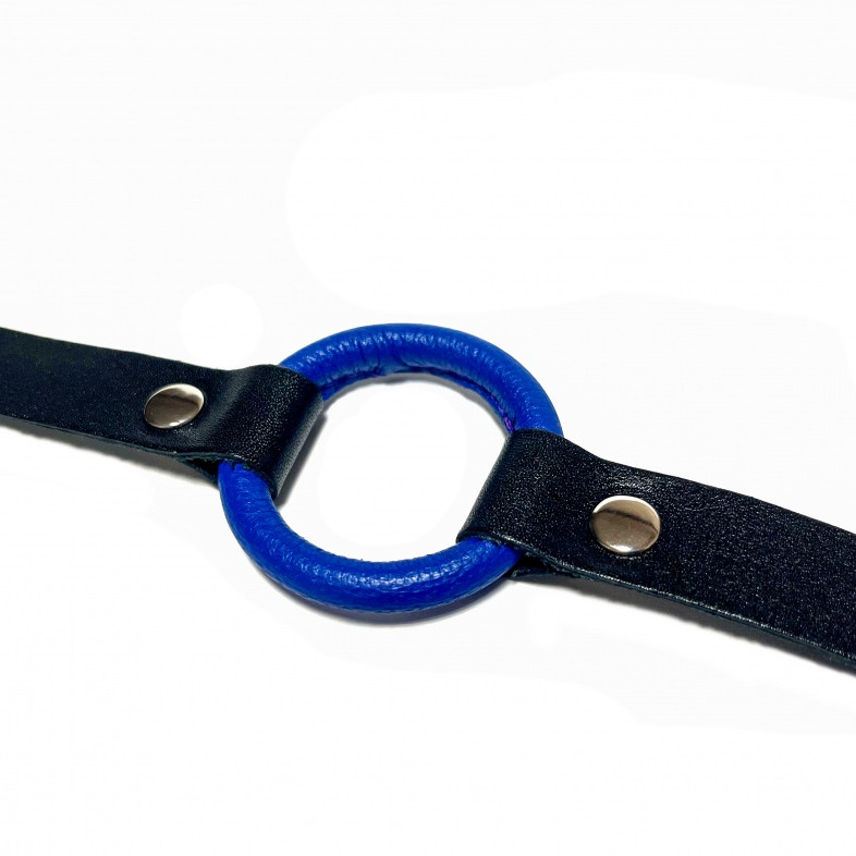 Кляп с синим кольцом кожаный 60012ars