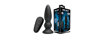Анальная пробка с пультом управления силиконовая черная MR PLAY BI-040086W-MR