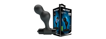 Анальная пробка силиконовая с вибрацией черная MR PLAY BI-040133-MR