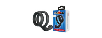 Эрекционное кольцо двойное из силикона растягивающееся черное CRAZY BULL BI-210231