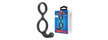 Эрекционное кольцо двойное из силикона с анальным стимулятором черное CRAZY BULL BI-210232