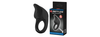 Эрекционное кольцо с вибрацией из силикона черное PRETTY LOVE BI-210235