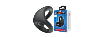 Эрекционное кольцо двойное из силикона растягивающееся CRAZY BULL черное BI-210237