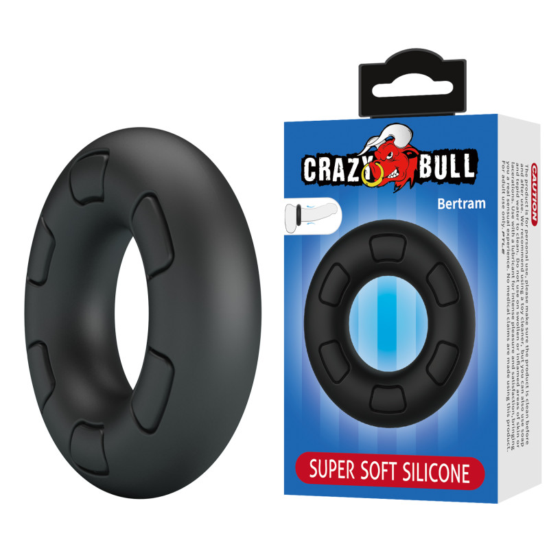 Эрекционное кольцо из силикона растягивающееся черное CRAZY BULL BI-210247