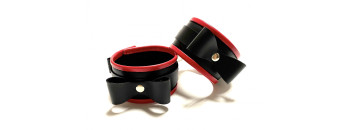 Наручники с бантиками из эко-кожи черно-красные 50008ars