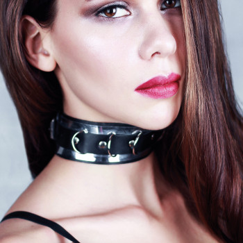 Ошейник черный с зеркальным элементом Cindy Black 7731rebelts