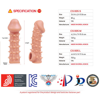 Насадка на пенис Cock Sleeve телесная с шипами KOKOS CS-005-S