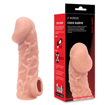 Насадка на пенис Cock Sleeve телесная рельефная KOKOS CS-006-S