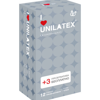 Презервативы Unilatex Dotted 12+3 шт в подарок 3020Un