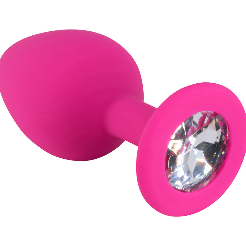 Розовая силиконовая пробка с прозрачным кристаллом M 3310-02