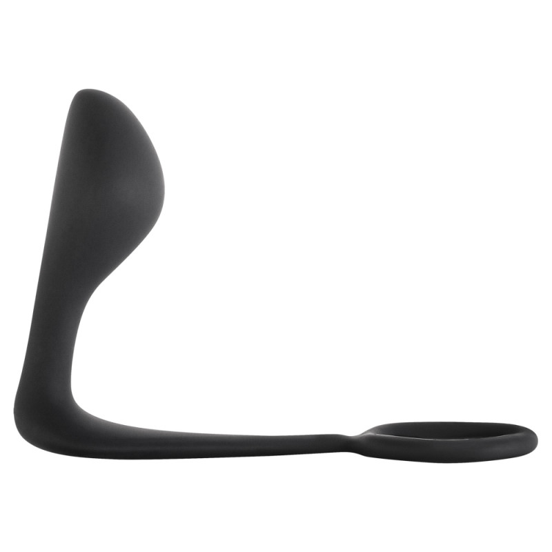 Мужской анальный стимулятор с кольцом на пенис Button Anal Plug Black 4216-01Lola