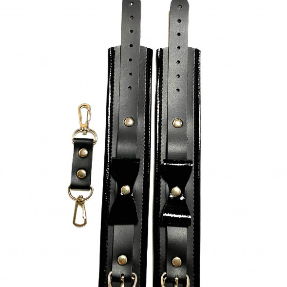 Наручники с бантиками из эко-кожи черные 50007ars