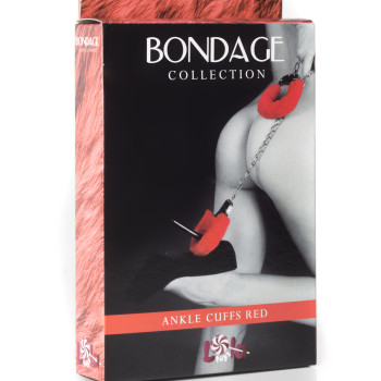 Меховые оковы на ноги BONDAGE красные 1020-02lola