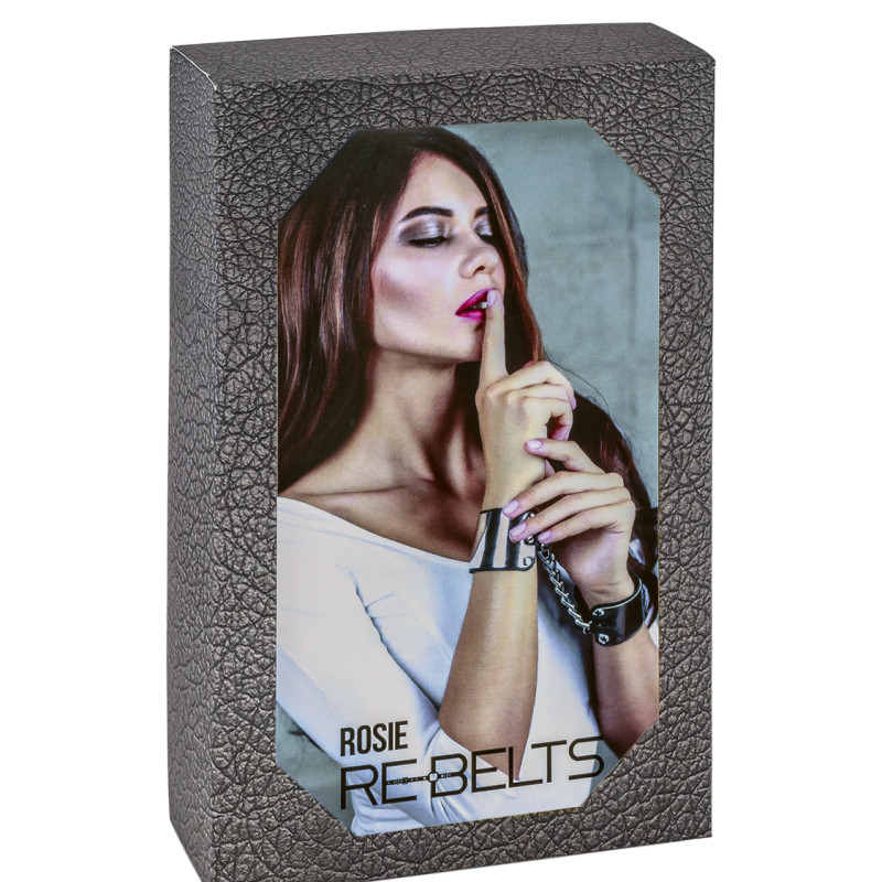 Наручники черные с зеркальным элементом Rosie Black 7733rebelts