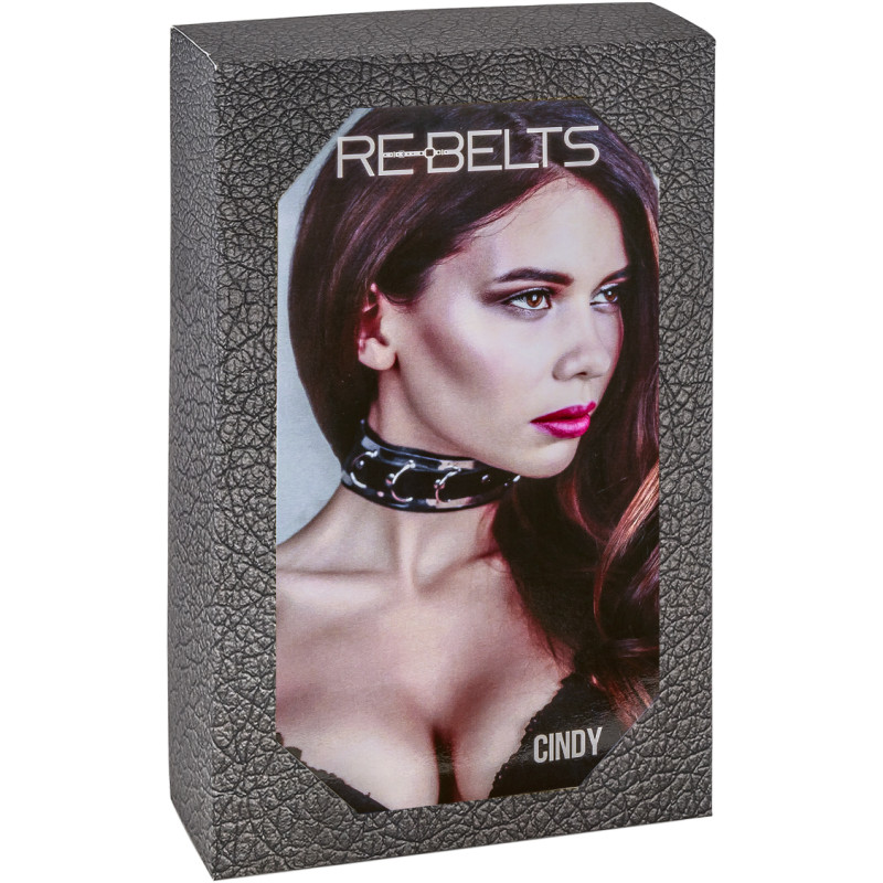 Ошейник черный с зеркальным элементом Cindy Black 7731rebelts