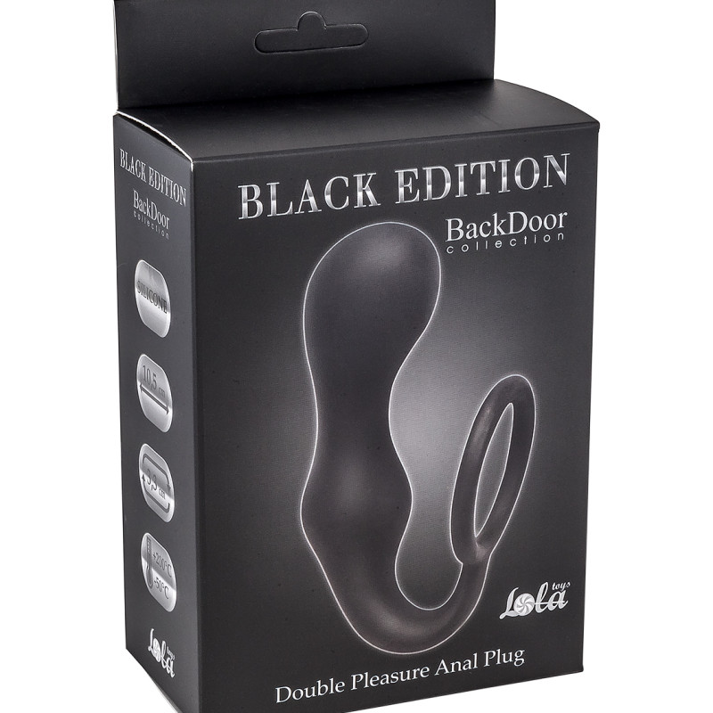 Эрекционное кольцо с анальной пробкой Double Pleasure Anal Plug Black 4217-01Lola
