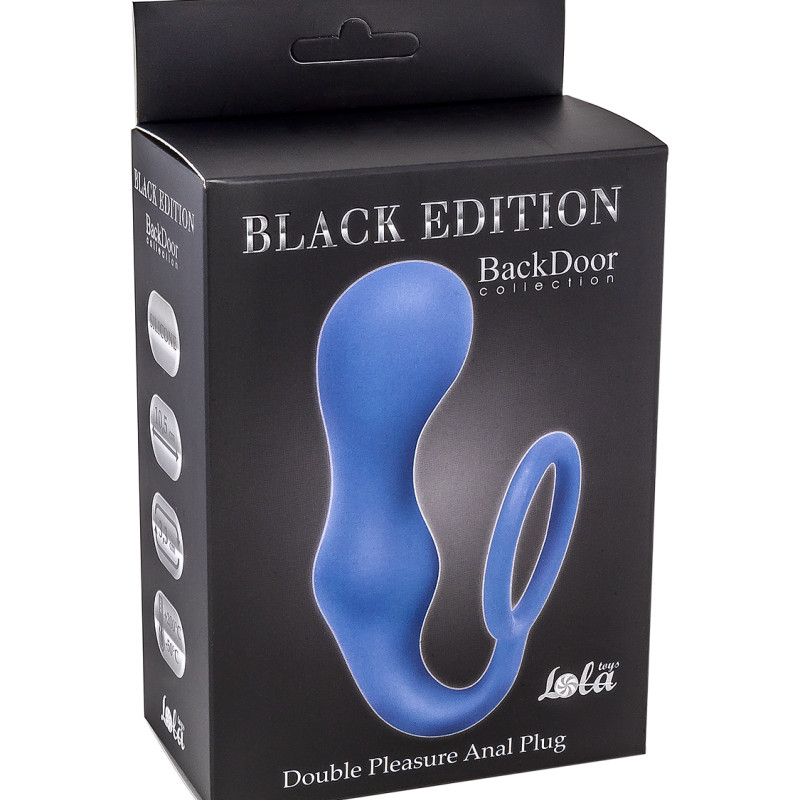 Эрекционное кольцо с анальной пробкой Double Pleasure Anal Plug Blue  4217-03Lola