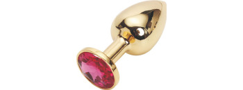 Анальная пробка золото со вставкой красный страз S 47003-MM