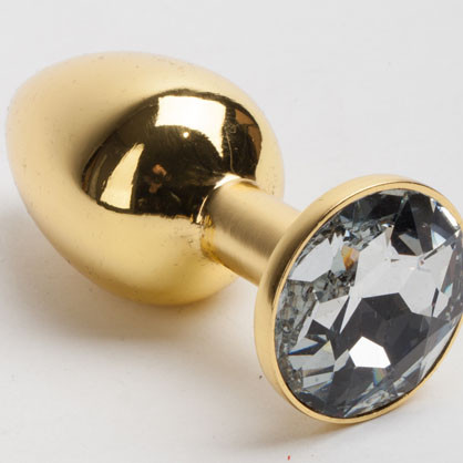 Анальная пробка золото со вставкой белый страз S 47005-MM