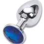 Анальная пробка серебро со вставкой синий страз S 47018-MM