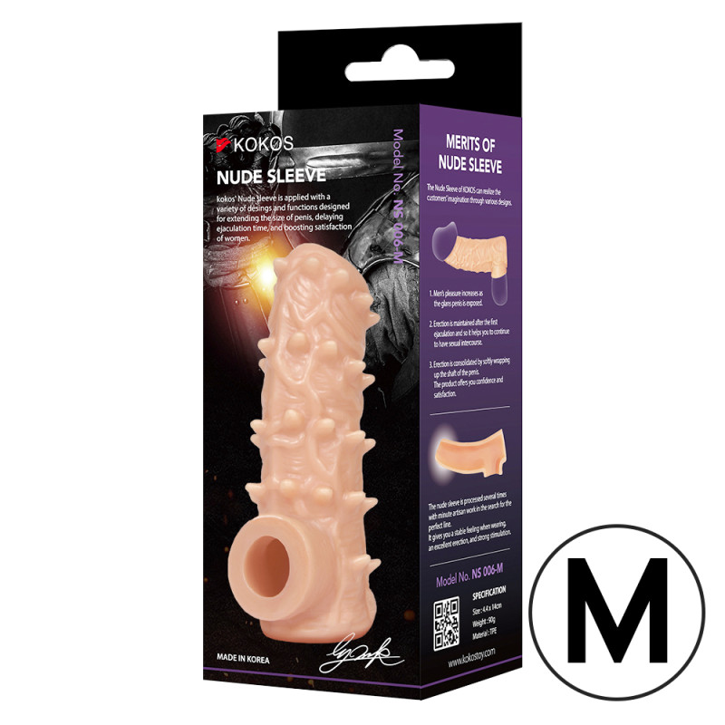 Насадка Nude Sleeve с рельефом телесная TPE KOKOS NS-006-M