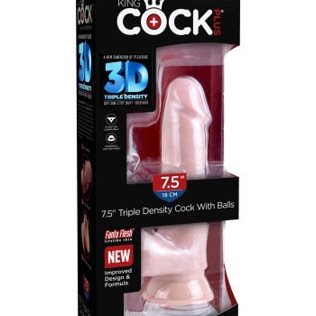 Фаллоимитатор с подвижной мошонкой King Cock Plus 7.5