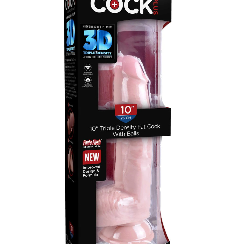 Фаллоимитатор King Cock Plus 10 Triple Density Fat Cock with Balls - Flesh Pipedream 572221PD
