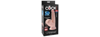Фаллоимитатор с подвижной мошонкой King Cock Plus 6 Triple Density Pipedream 572921PD