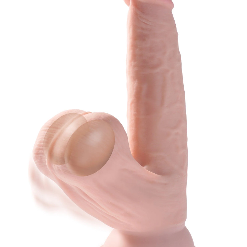 Фаллоимитатор с подвижной мошонкой King Cock Plus 6