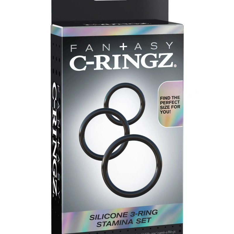 Набор эрекционных колец Fantasy C-Ringz Silicone 3-Ring Stamina Set - Black Pipedream 591223PD
