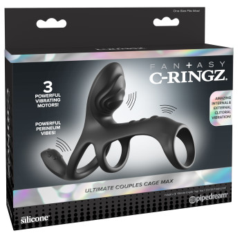 Виброкольцо на пенис с тремя моторчиками Ultimate Couples Cage Max 596823PD