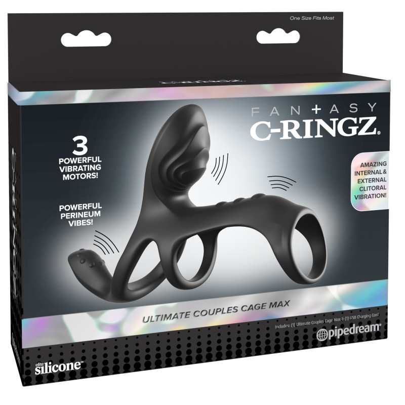 Виброкольцо на пенис с тремя моторчиками Ultimate Couples Cage Max 596823PD