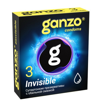 Презервативы GANZO Invisible гладкие супертонкие c доп. смазкой №3 SRO 7492GZ