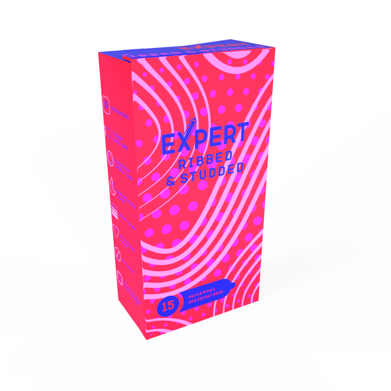 Презервативы Expert Ribbed&Studded 15шт 9410ex
