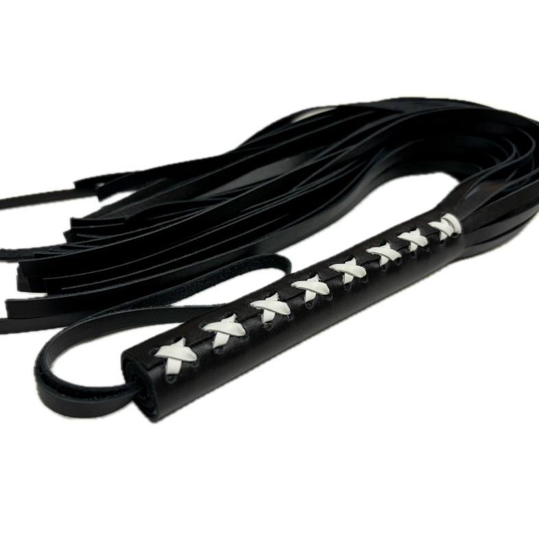 Плеть кожаная с белым плетением 6019-2ars