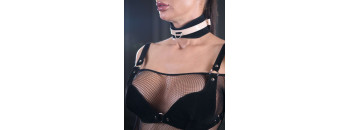 Ошейник Sex Game черно-бежевый замшевый 5006ars