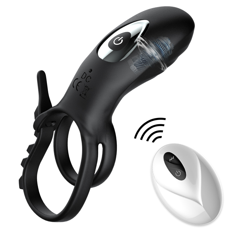 Эрекционное кольцо с вибрацией и утяжкой под мошонку на пульте ДУ SW1005