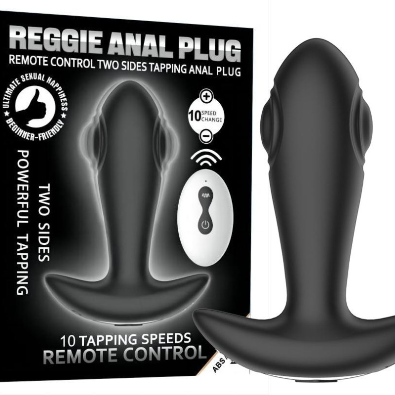 Черный массажер простаты с вибрацией, эффектом маятника и пультом ДУ SW2030