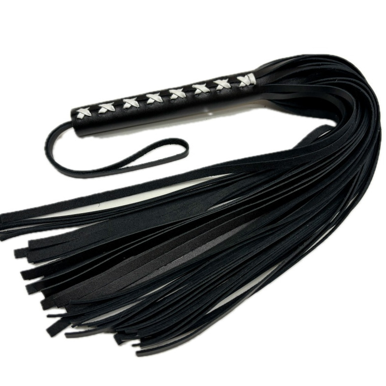 Плеть кожаная с белым плетением 6019-2ars