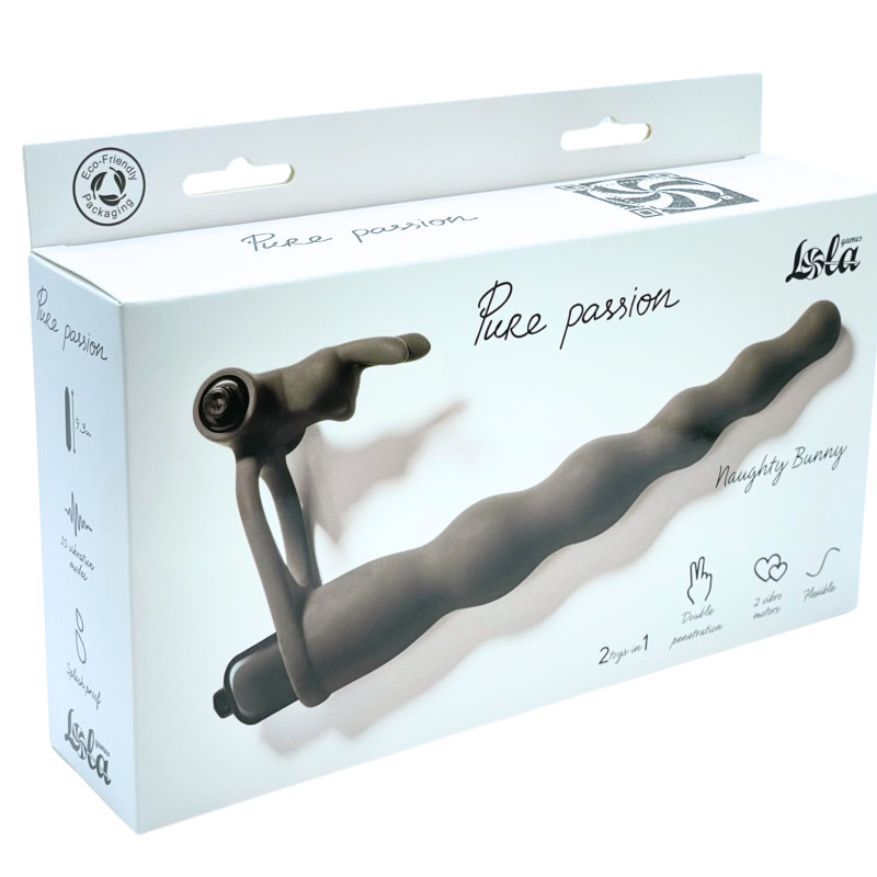 Вибронасадка для двойного проникновения Pure Passion Bunny Black 1202-01lola
