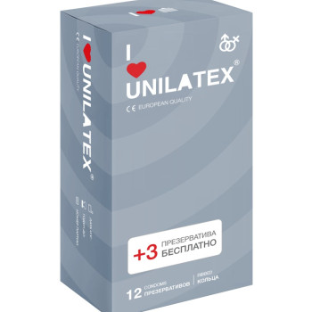 Презервативы Unilatex Ribbed 12+3 шт в подарок 3021Un